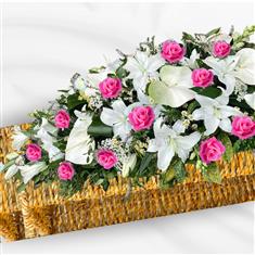 Pink Rose &amp; Lily Casket Spray