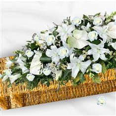 White Lily &amp; Rose Casket Spray