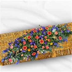 Blue &amp; Orange Mixed Casket Spray