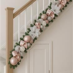 Rose Gold White Frosted Christmas Garland