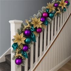 Teal, Purple &amp; Gold Christmas Garland