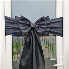 Black Satin Door Bow