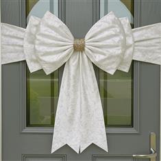 White Crushed Velvet Door Bow 