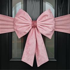 Baby Pink Crushed Velvet Door Bow