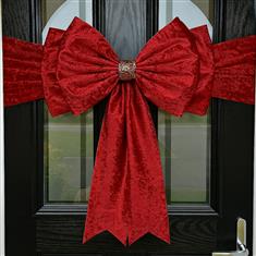Red Crushed Velvet Door Bow