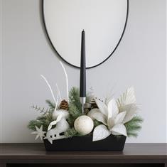 White  &amp; Silver Artificial Centrepiece 